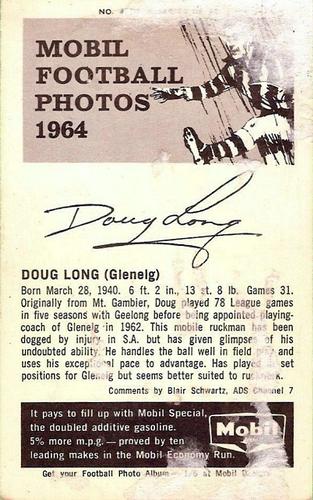1964 Mobil Football Photos SANFL #4 Doug Long Back